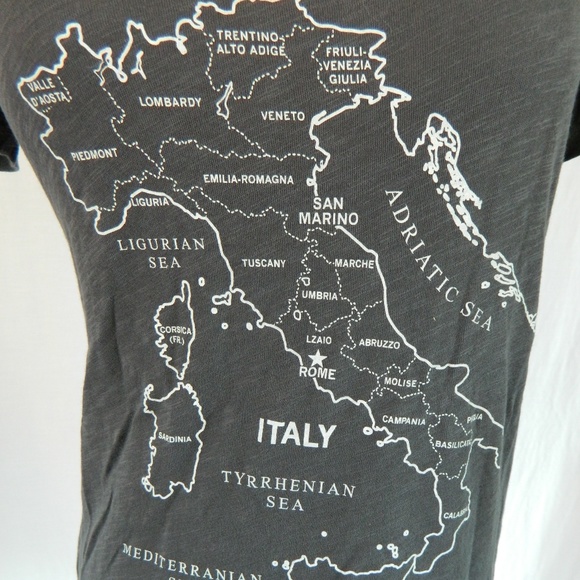 J Crew Italy Map Andiamo Travel Collectors Tee XS - Picture 5 of 8